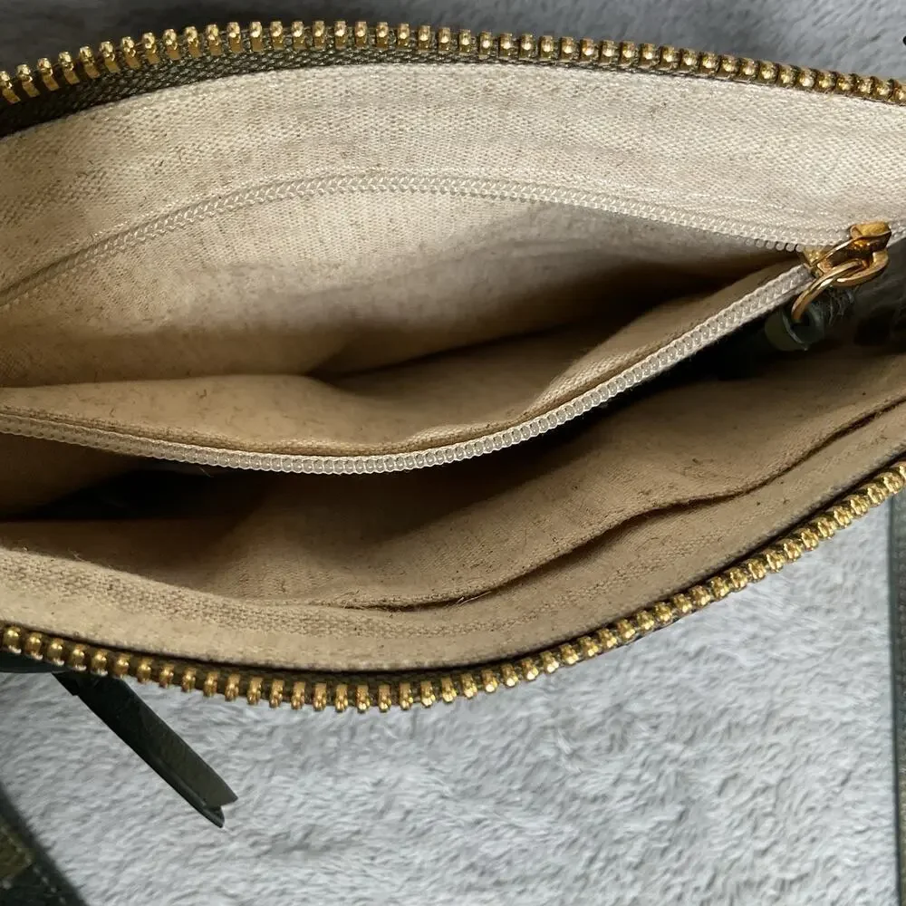 Mark & Graham Camo Leather Crossbody Bag Green Black Gold Accents Purse